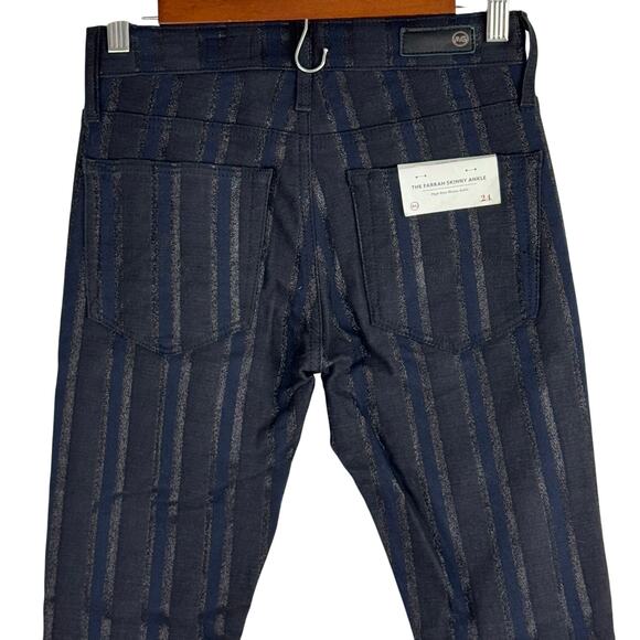 ADRIANO GOLDSCHMIED FARRAH HIGH RISE‎ SKINNY ANKLE JEANS METALLIC STRIPE SIZE 24 - Picture 4 of 15
